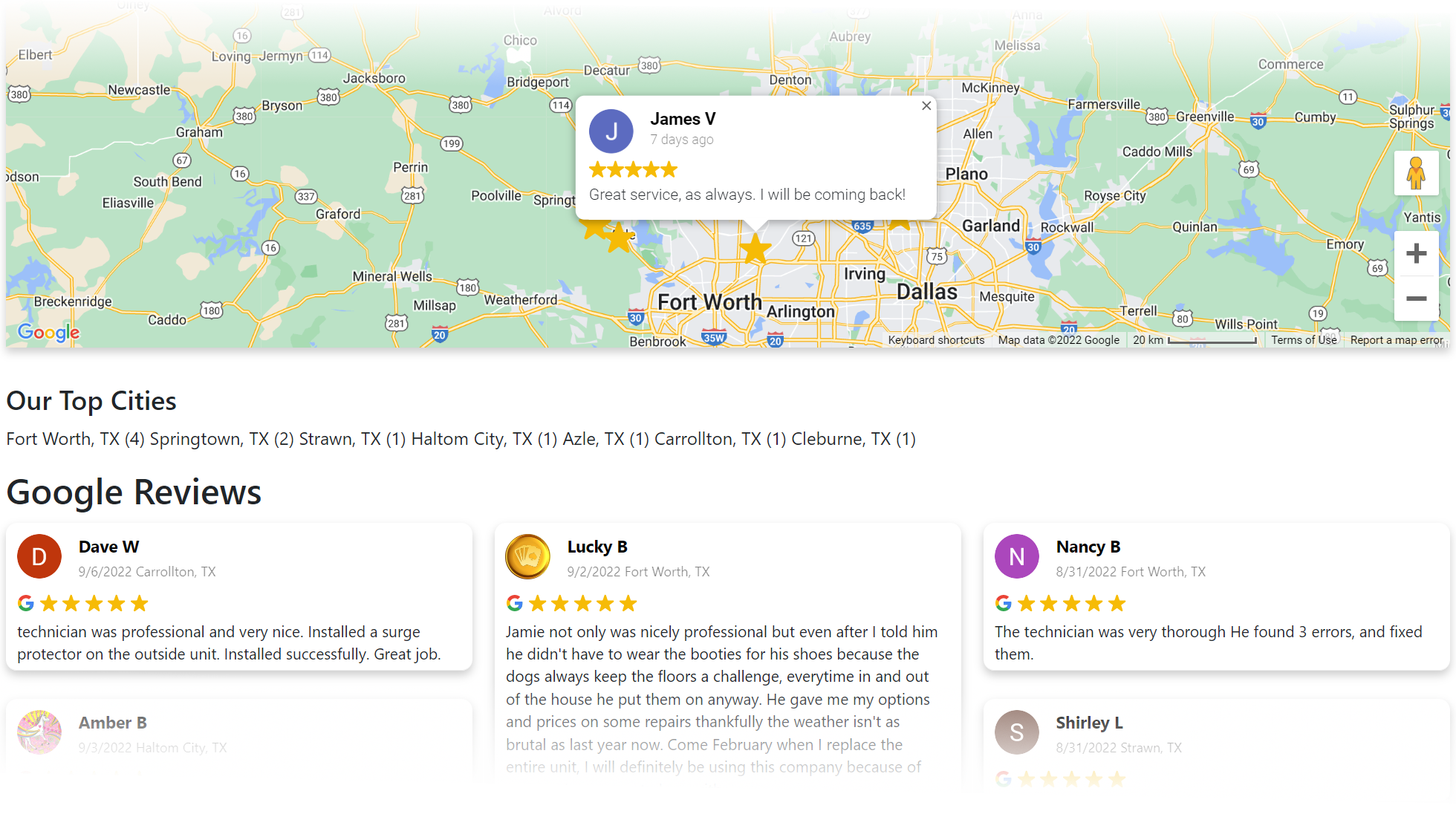Example of the new Google reviews plugin