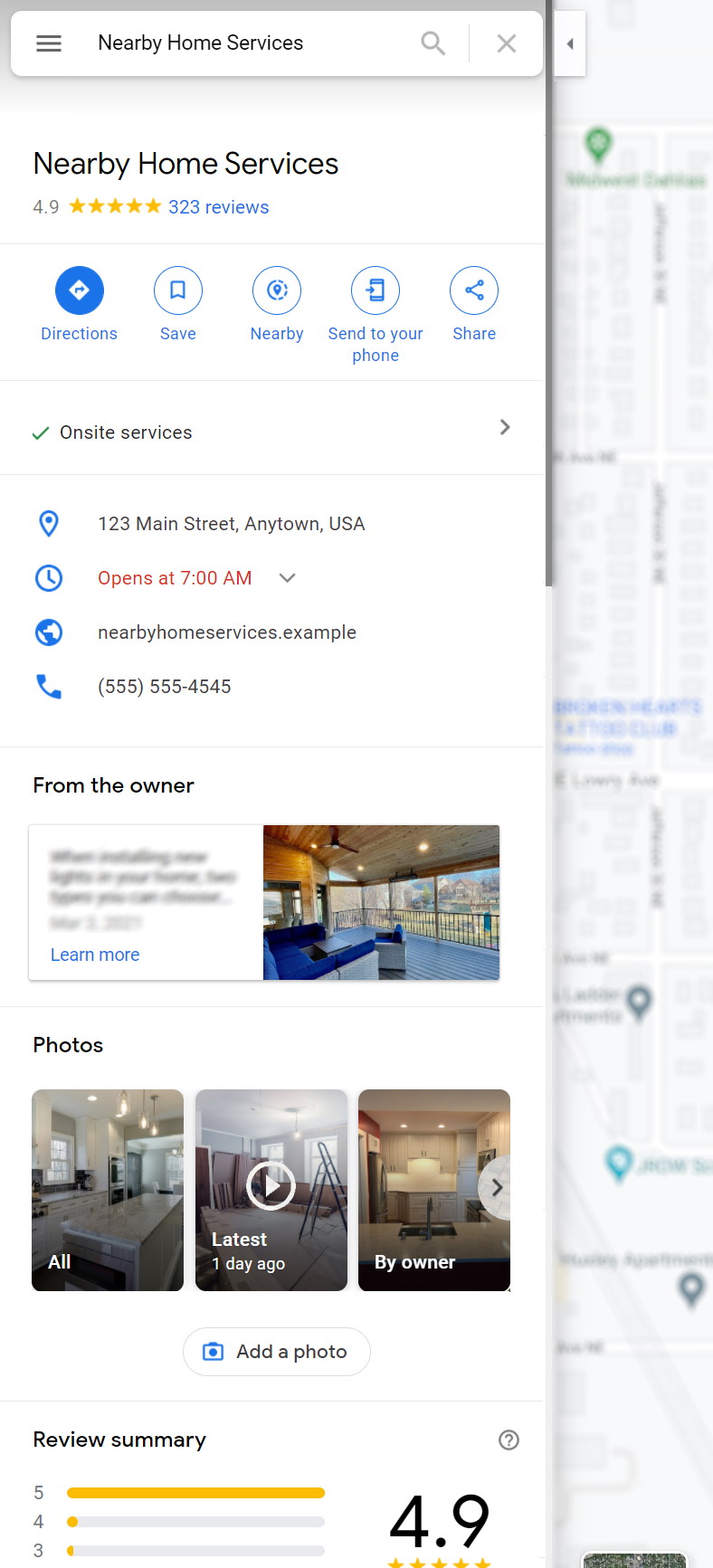 Example Google Business Profile